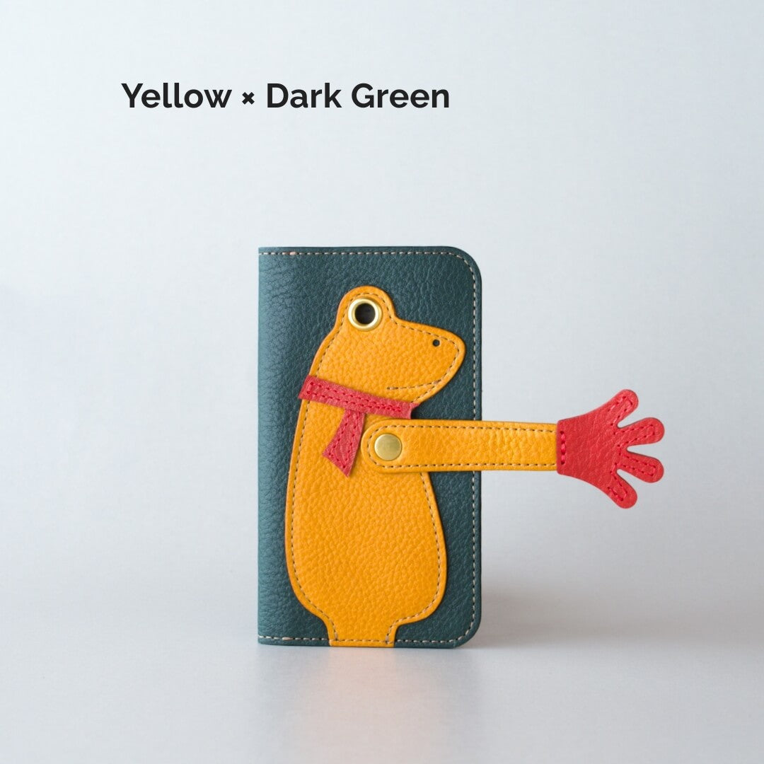 カエルの手帳型スマホケース『ケロならえ』iPhone対応