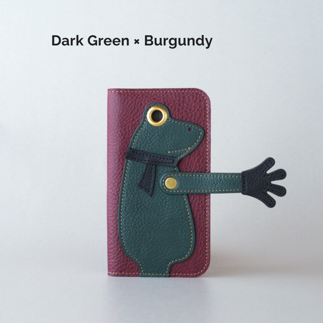 カエルの手帳型スマホケース『ケロならえ』iPhone対応