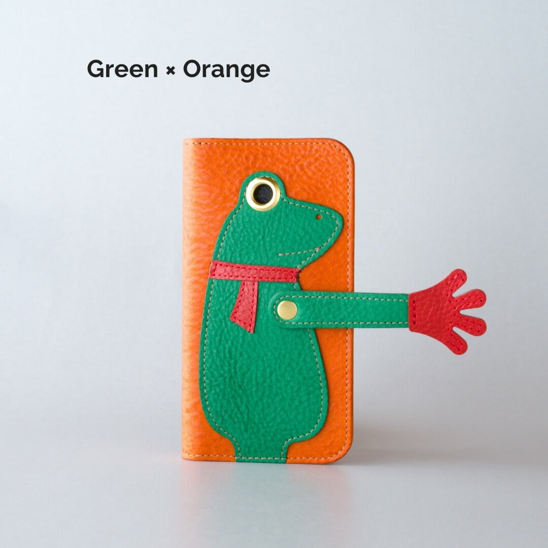 カエルの手帳型スマホケース『ケロならえ』iPhone対応