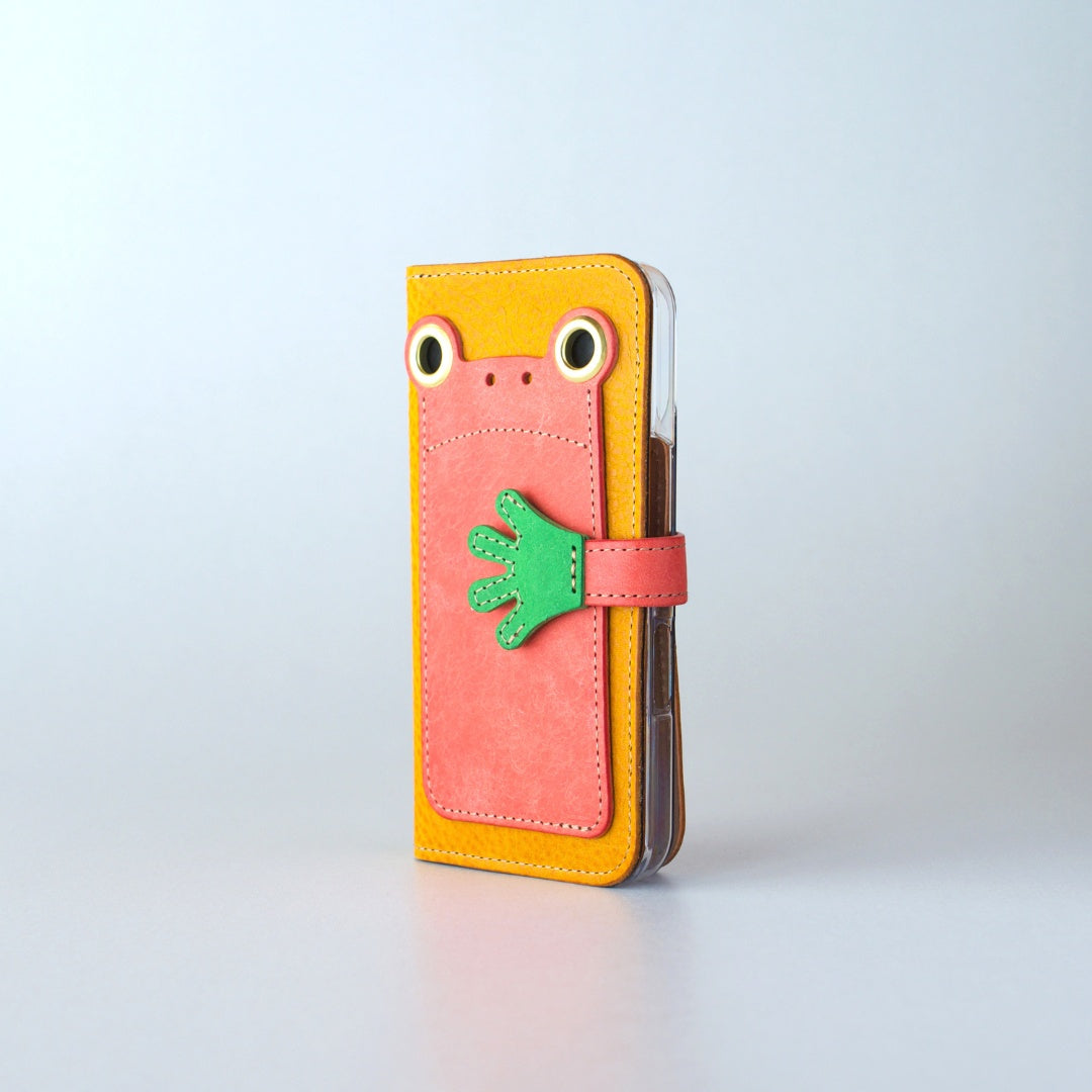 カエルの手帳型スマホケース『ケロPhone』春限定カラー　桜餅なカエル