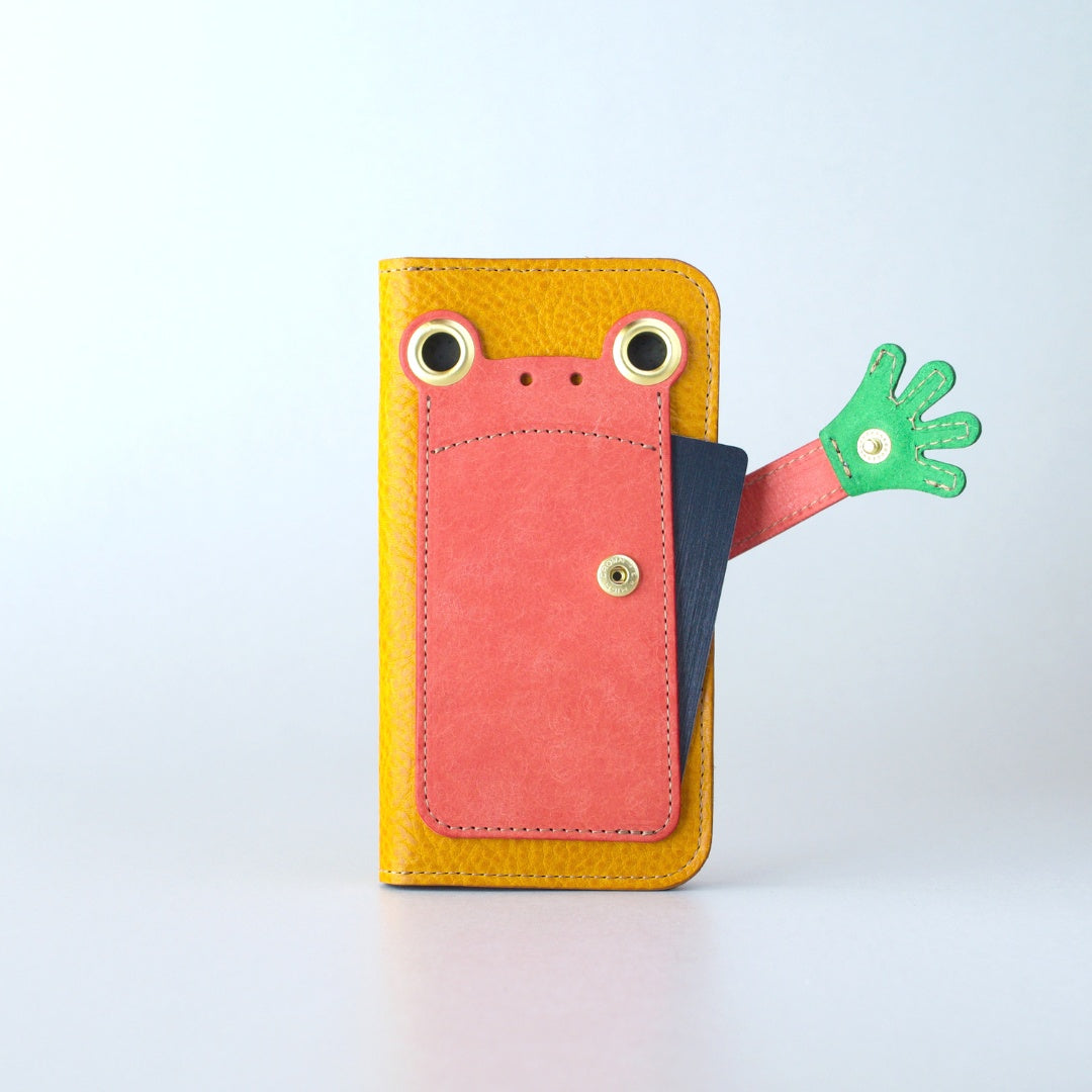 カエルの手帳型スマホケース『ケロPhone』春限定カラー　桜餅なカエル