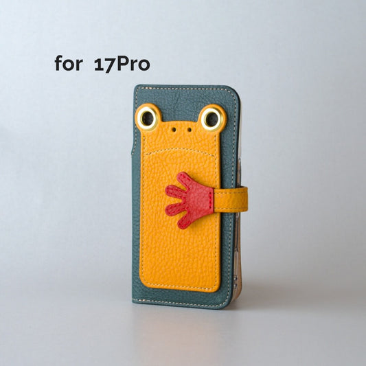カエルの手帳型スマホケース『ケロPhone』iPhone17Pro対応